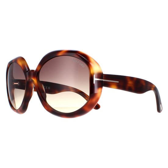Tom Ford Round Womens Dark Havana Smoke Gradient Georgia 02 FT1011