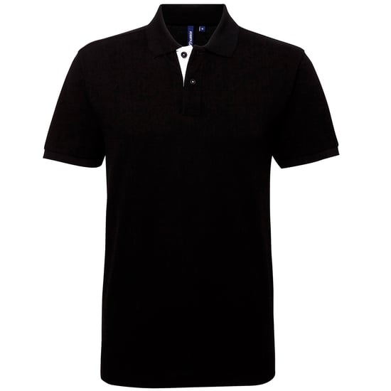 Asquith & Fox Mens Classic Fit Contrast Polo Shirt (Black/ White) - Image 1