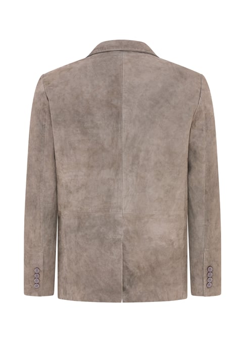 Mens Grey Slim Goat Suede Italian Blazer Jacket-Somero