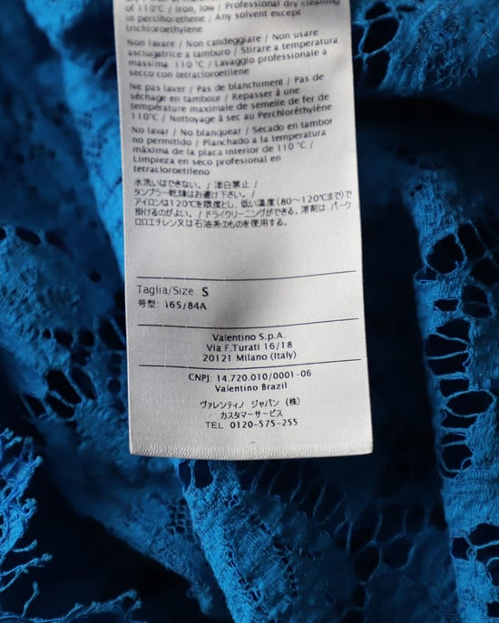Valentino Garavani Lace T-shirt in Blue Cotton