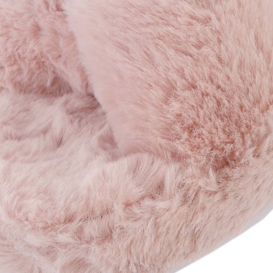 Women's Ted Baker Lopply Faux Fur Crossover Slippers in Dusky Pink - Image 5