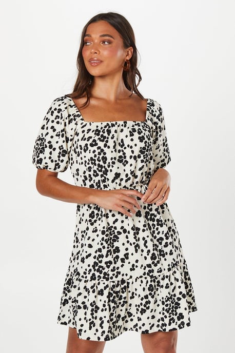 Petite Blouson Waist Detail Mini Dress