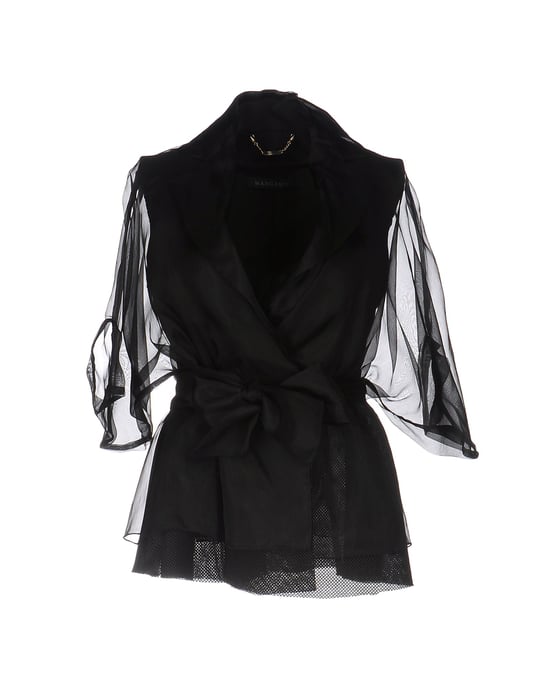 Mangano Black Double Breasted Jacket With Organza Sleeves