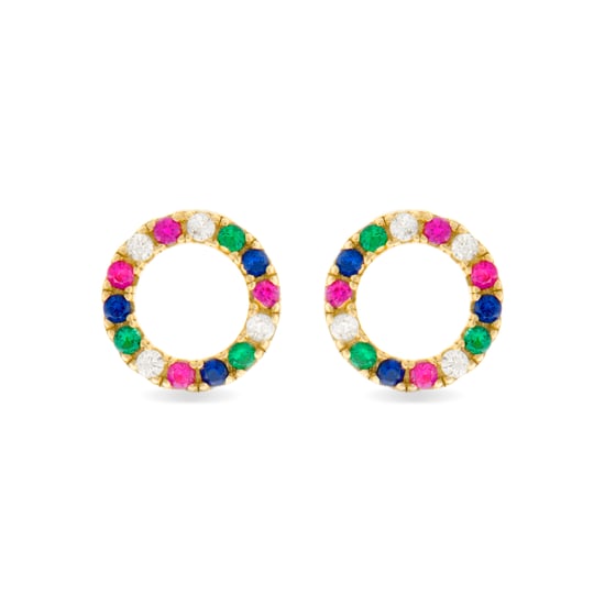 Luxenter Sterling Silver 925 örhängen med Multicolour Zirkonia i 18K gult guld - Machi - Image 1