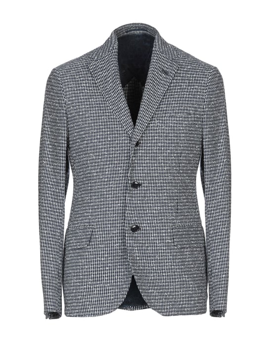 Mp Massimo Piombo Dark Blue Cotton Jacquard Blazer