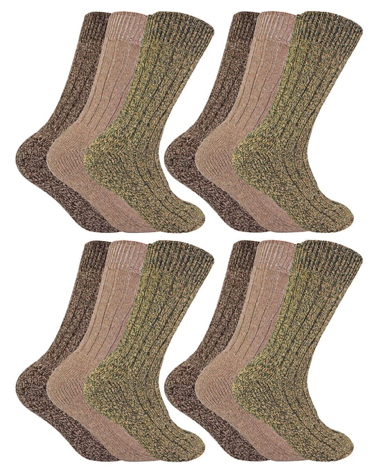 Sock Snob - 12 Pairs Mens Wool Boot Socks for Hiking - Brown - Image 1