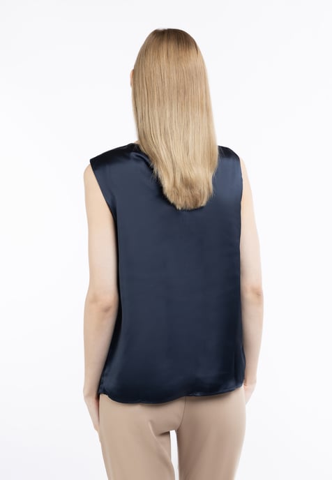 Dreimaster blouse met korte mouwen Dames marine - Image 4