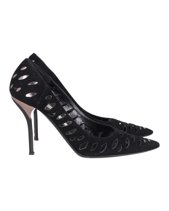 Jimmy Choo Lasercut Romy Pumps Zwart Suède - Image 1