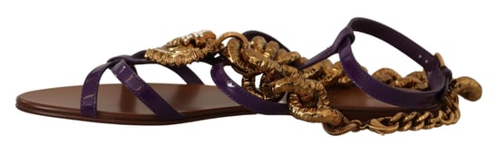 Dolce & Gabbana Damers Lila Läder Devotion Sandaler - Image 5