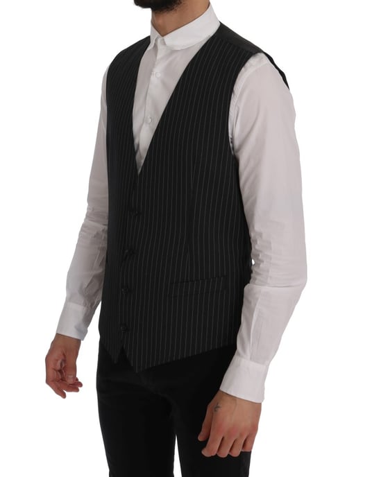 Dolce & Gabbana Gray Wool Stretch Vest - Image 2