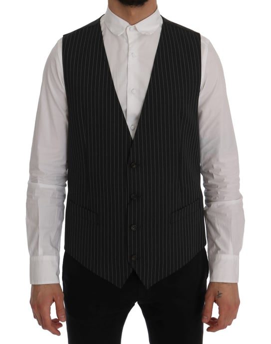 Dolce & Gabbana Gray Wool Stretch Vest - Image 1