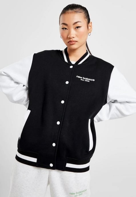 New Balance Womens Varsity Bomber Jacket in Black - Image 4