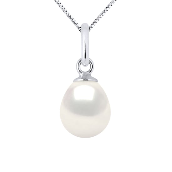 Hanger Zoetwater Pearl 7-8mm White Pear 18K White Gold Geleverd met ketting - Image 1