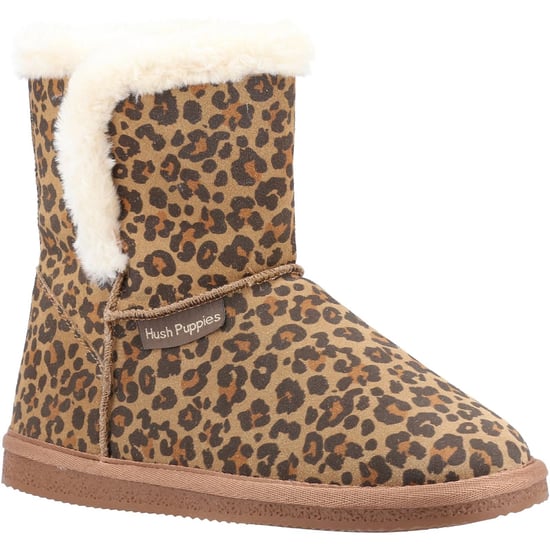 Hush Puppies Womens/Ladies Ashleigh Leopard Print Suede Slipper Boots (Brown) - Image 1