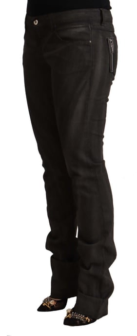 Costume National Women's Black Cotton Mid Waist Skinny Pants