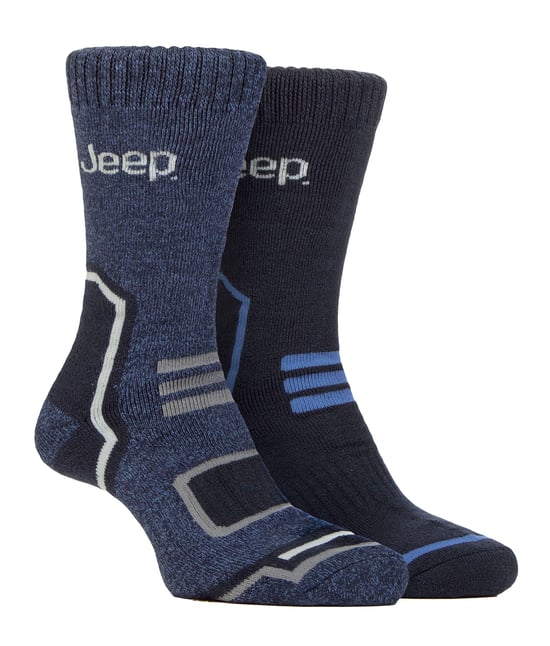 Mens Thermal Winter Socks | Jeep | Thick Ribbed Design Warm Knitted Boot Socks | Chunky Performance Socks - Navy / Blue - Image 1