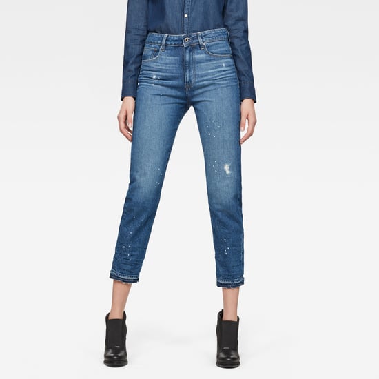 G-Star RAW 3301 Ultra High Straight Ripped 7/8-Length Jeans