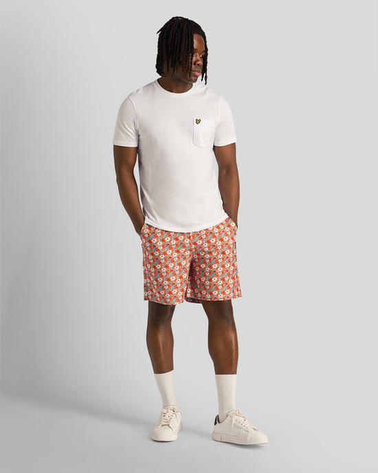 Heren Resort Shorts met bloemenprint in oranje - Image 2