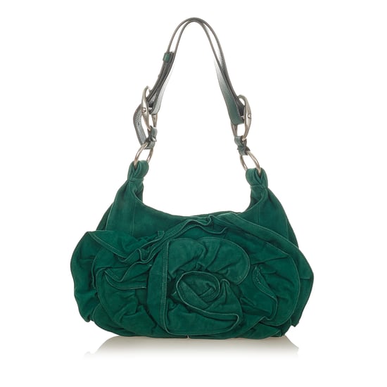 Vintage YSL Nadia Suede Shoulder Bag Green - Image 1