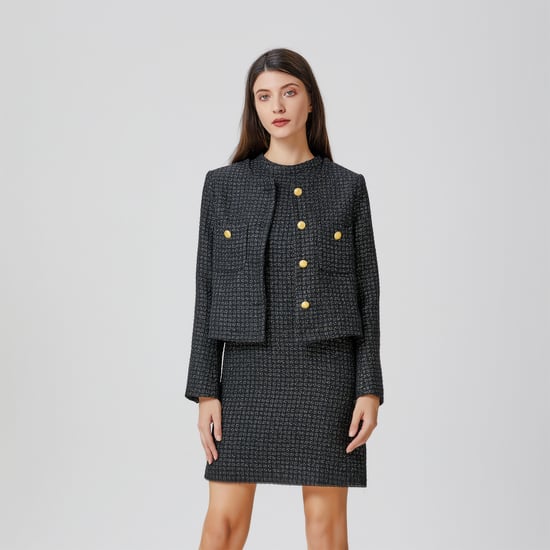 Mouwloze tweed korte trapezejurk - Image 2