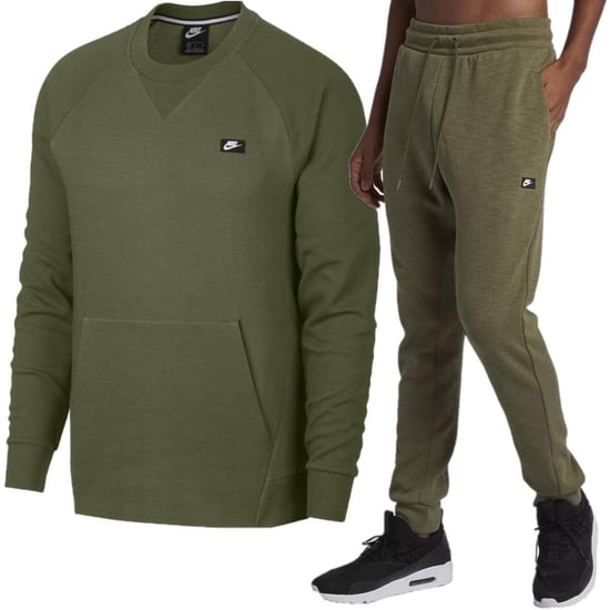 Nike Sportswear Optic Heren Fleece Crew Tracksuit in Olijfgroen - Image 1