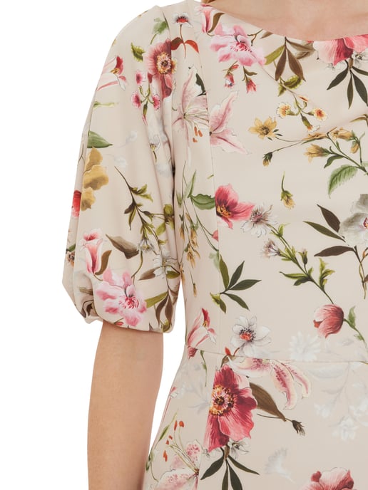 Gina Bacconi Matia Floral Scuba Dress in Natural