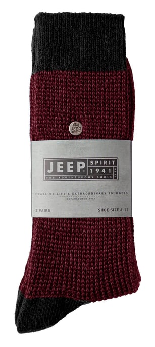 Mens Cotton Dress Socks | Jeep | Midweight Knit Spirit Socks, Casual Ribbed Pattern Everyday Socks - Navy / Purple - Image 2
