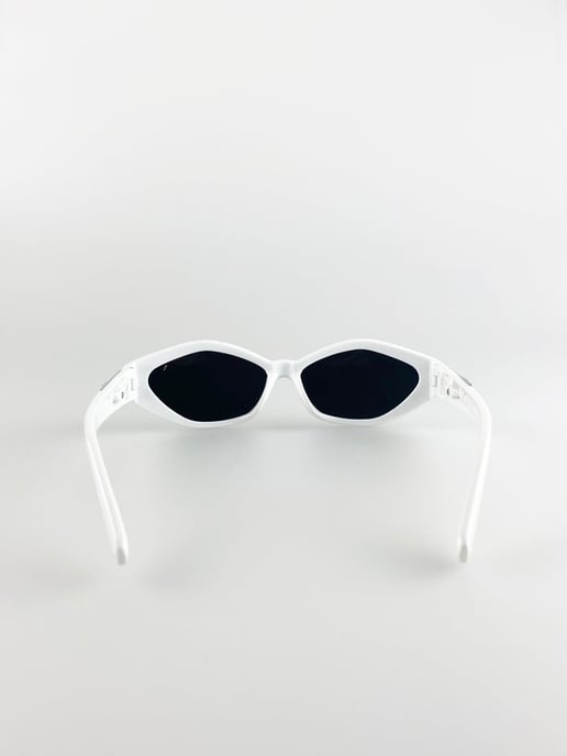 Cateye Sunglasses In White With Panther Badge