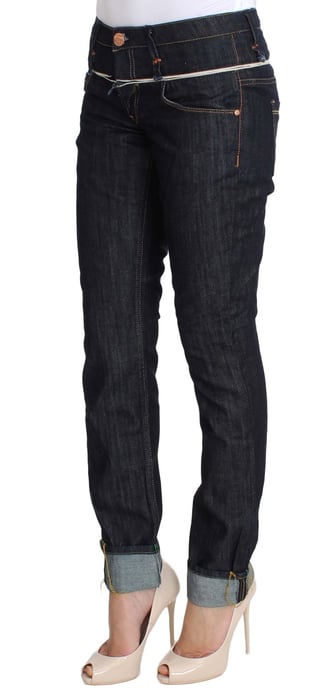 Acht Kvinnor Blå Denim Bomullsbyxor Rak Passform Jeans - Image 2