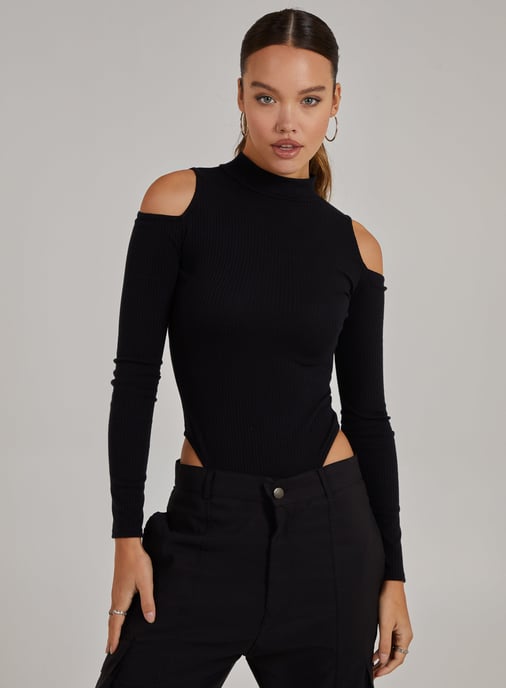 Cold Shoulder Ribbed Body