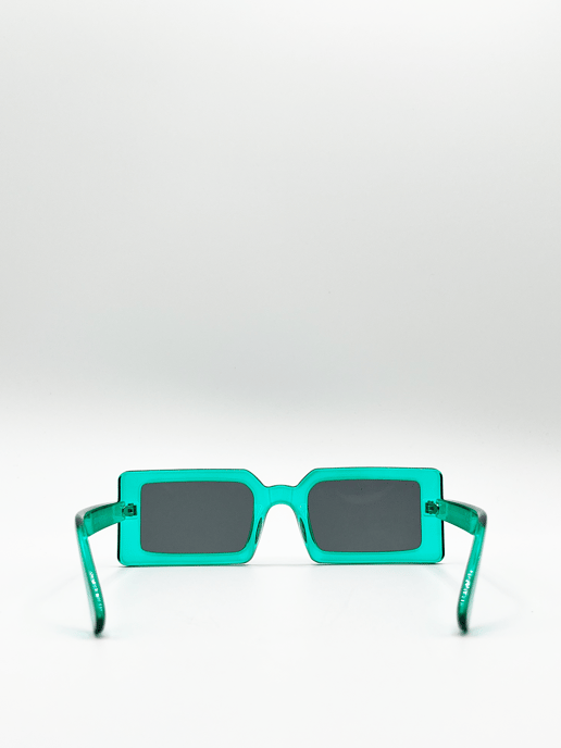 Light blue oversized rectangle plastic frame sunglasses