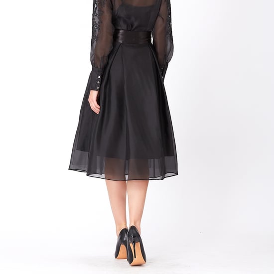 Flared organza and satin skirt - Image 4