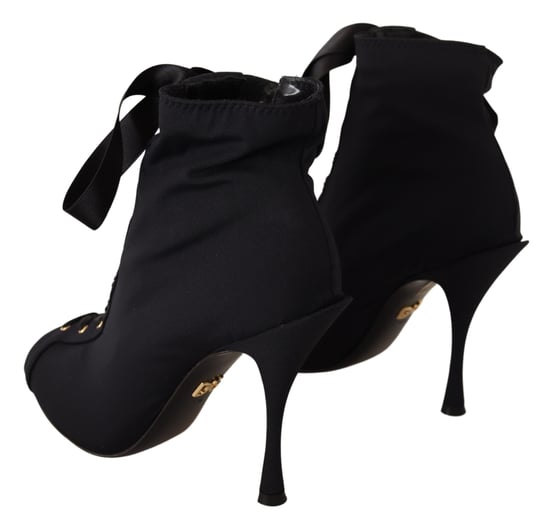 Dolce & Gabbana Vrouwen Zwart Stretch Korte Enkellaarsjes Schoenen - Image 6