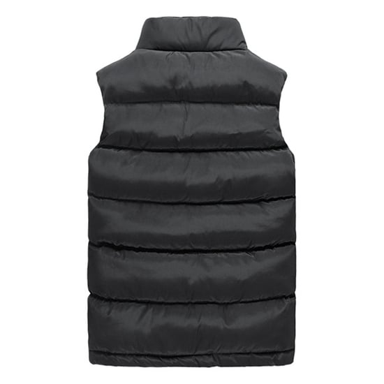 Men's Solid Color Casual Stand Collar Padded Gilets Black
