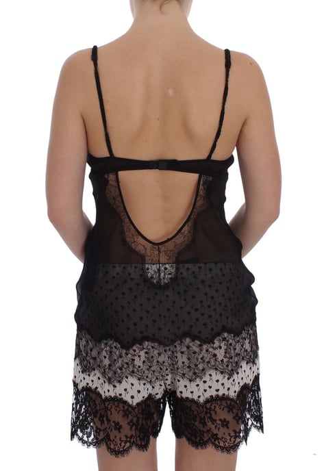 Dolce & Gabbana Vrouwen Zwart Zijde Gebloemd Kanten Lingerie Top - Image 3