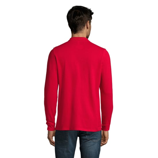 SOLS Heren Perfect Effen Piqué Poloshirt met Lange Mouwen (Rood) - Image 2