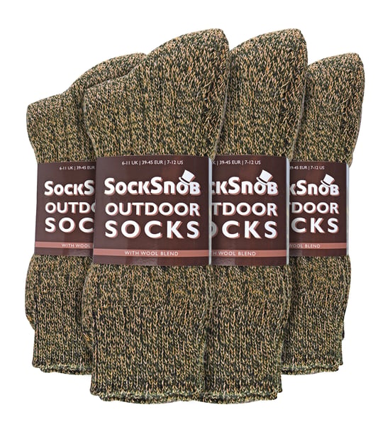 Sock Snob - 12 Pairs Mens Wool Boot Socks for Hiking - Brown - Image 2