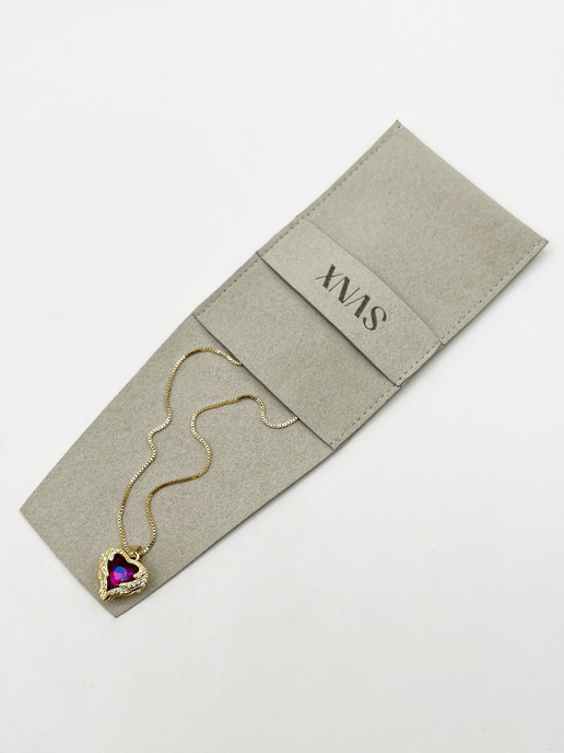 Pink Stone Heart Necklace In a Diamante Setting