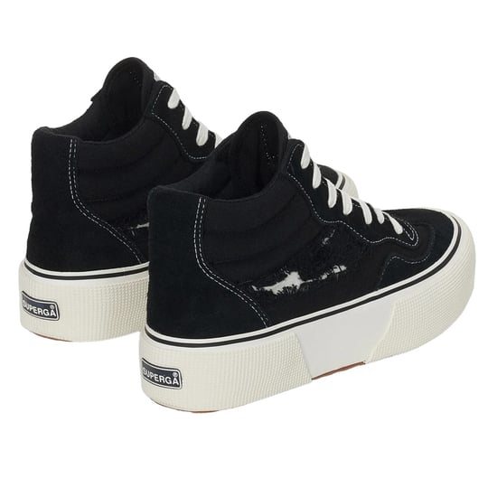 Superga Womens/Ladies 3141 Revolley Swallowtail Ripped Mid Cut Trainers (Black/White Avorio) - Image 2