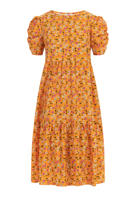 Mymo Midi-jurk met korte mouwen Dames Oranje Veelkleurig - Image 1