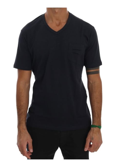 Daniele Alessandrini Men's Blue Cotton V-neck T-Shirt - Image 1