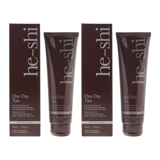 He-Shi One Day Face & Body Medium Tanning Gel 150ml x 2