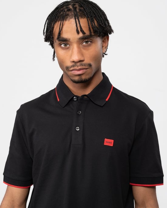 HUGO Deresino232 Mens Tipped Polo Shirt With Logo Label - Image 2