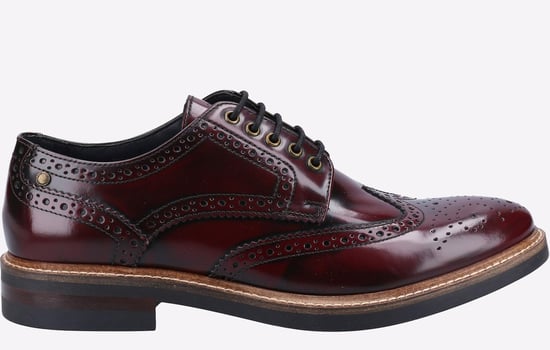 Base London Woburn Läder Herrskor I Broguemodell, Bordo - Image 1