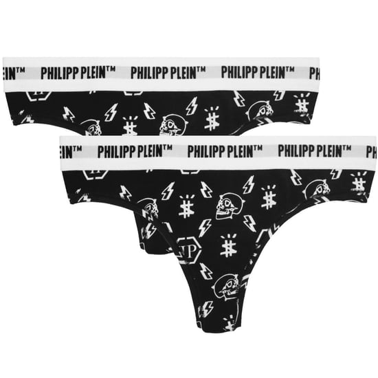 Philipp Plein Symbols Logo Black Underwear Thongs Two Pack - Image 1