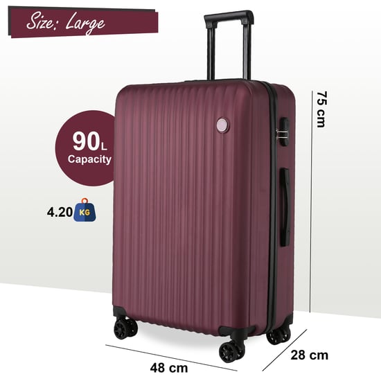 Hard Shell ABS Burgundy Suitcase Set 8 Wheel Travel Case Holiday Bags