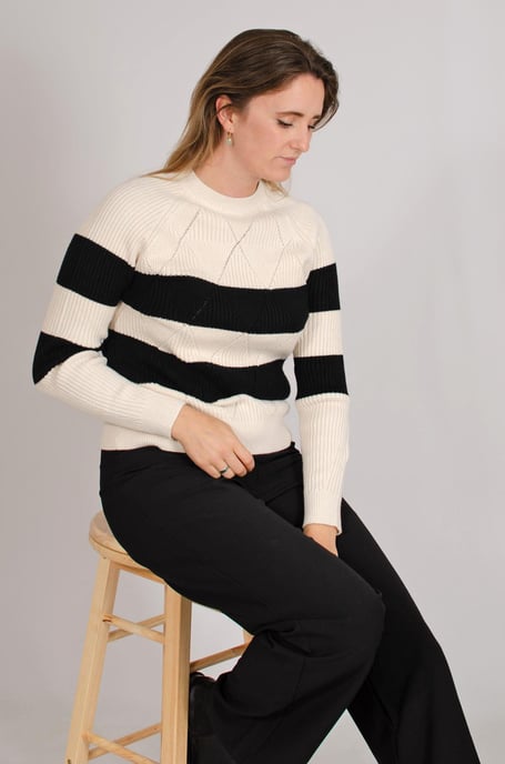 Diamond Detail Striped Crew Neck Jumper