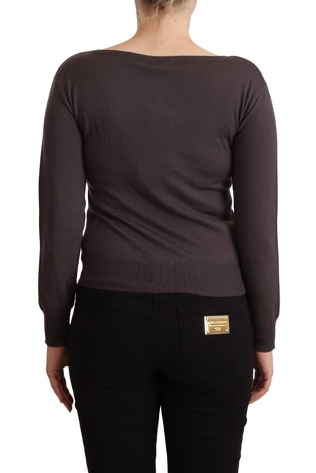 John Galliano Women's Brown Wool Sequined Long Sleeves Pullover Sweater
