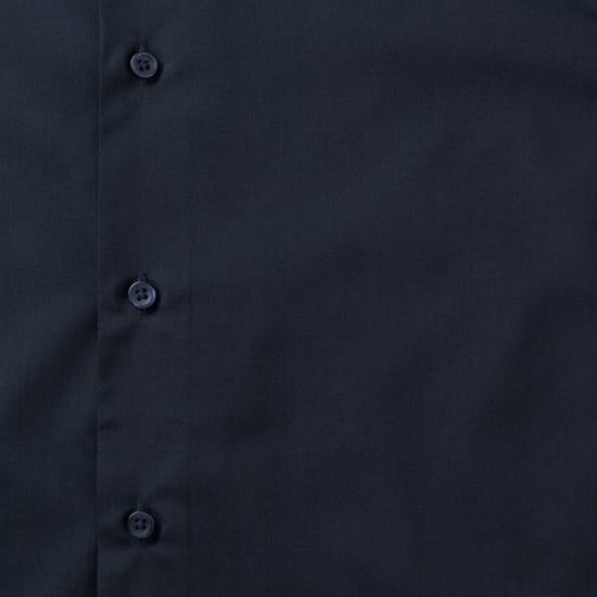 Russell Collection Mens Long Sleeve Poly-Cotton Easy Care Tailored Poplin Shirt (French Navy) - Image 3