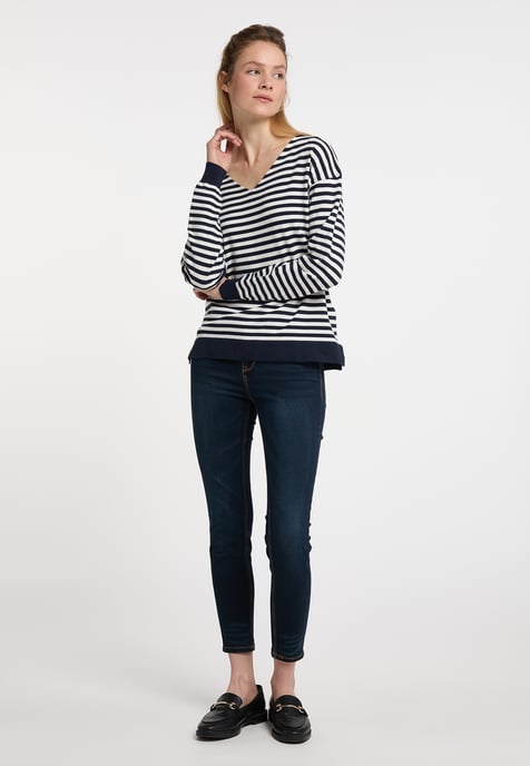 Dreimaster Knitted pullover women marine wool white - Image 2